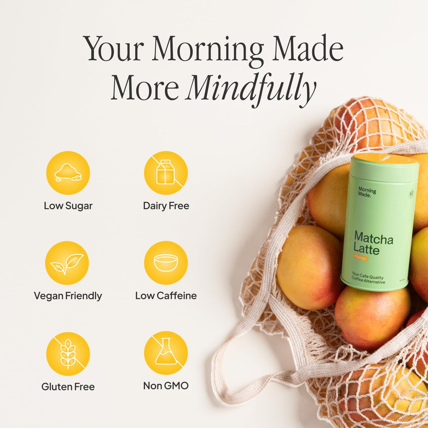 Morning Made Mango Ceremonial Grade Matcha Powder - USDA Organic Japanese Green Tea Matcha Powder from Uji Japan - Vegan, Gluten-Free, Resealable Tin