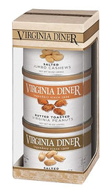 Virginia Diner Classics Triplet Treasure Virginia Peanuts Gift Set: Salted & Butter Toasted Peanuts, Jumbo Cashews, 27 oz total (Pack of 1) Salted
