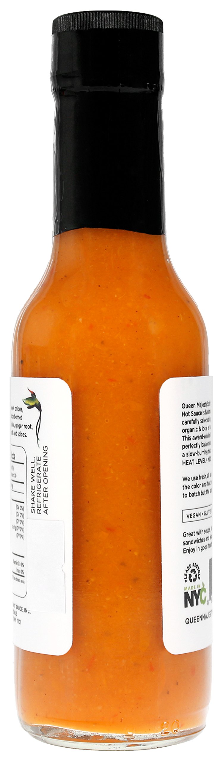 Queen Majesty Scotch Bonnet & Ginger Hot Sauce, 5 oz - All Natural Scotch Bonnet, Habanero, & Ginger Condiment - Vegan, Kosher, Gluten Free, non GMO