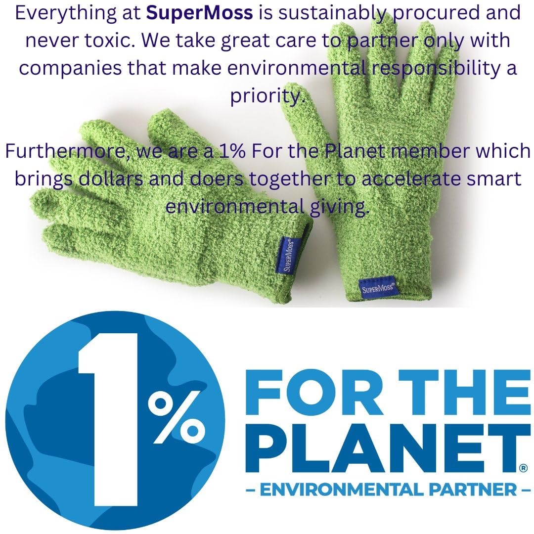 SuperMoss (01710) Microfiber Dusting Gloves for Plants - Gentle Leaf Shine & Cleaner for Houseplants, Reusable Indoor Plant Care Accessories, Durable