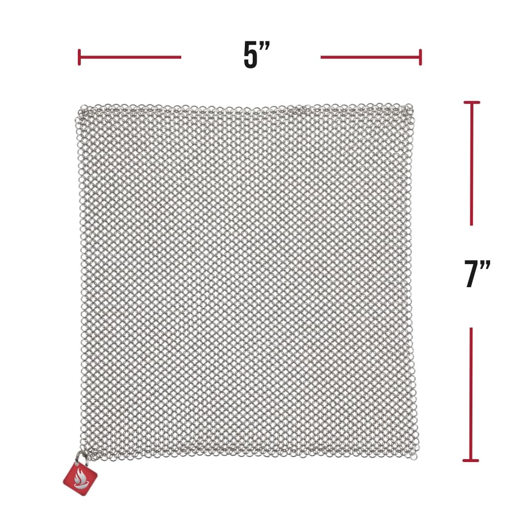 Knapp Made Chainmail Dishcloth 7”x5” - Replace Your Dirty Sponge - All Purpose Kitchenware, Pots & Pans Cleaner - Lasts a Lifetime