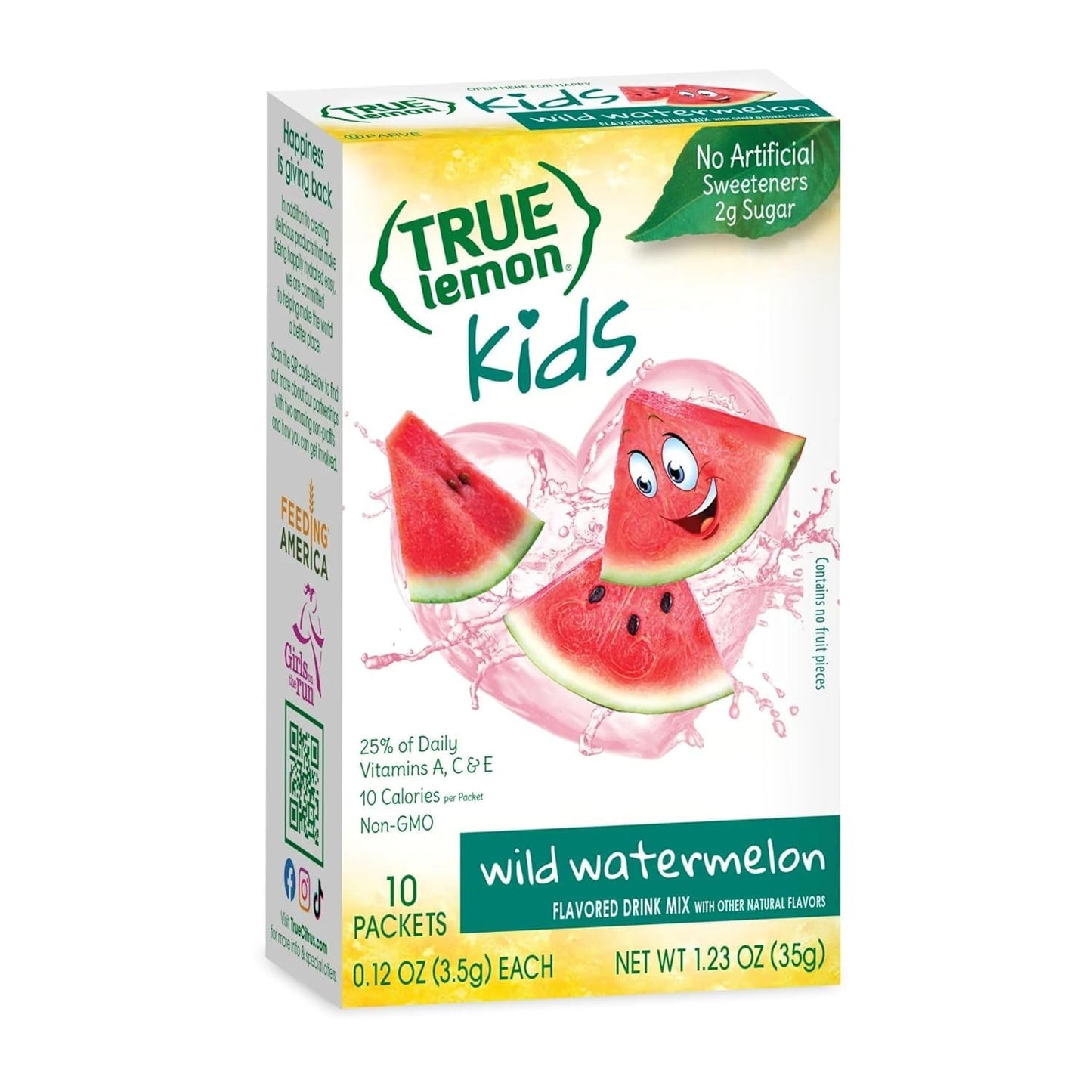True Lemon Kids Wild Watermelon 10ct, Drink Mix for Kids Hydration, No Artificial Sweeteners, Low Sugar Water Flavoring, Juice Powdered Drink Mix
