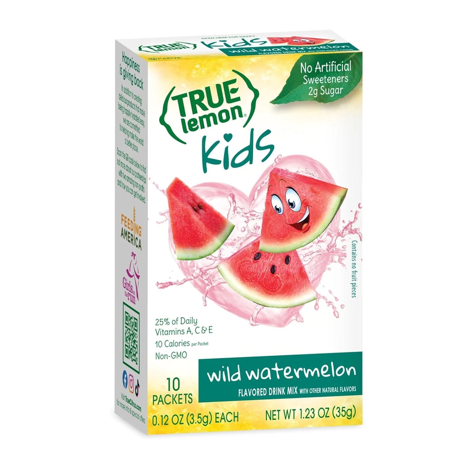 True Lemon Kids Wild Watermelon 10ct, Drink Mix for Kids Hydration, No Artificial Sweeteners, Low Sugar Water Flavoring, Juice Powdered Drink Mix