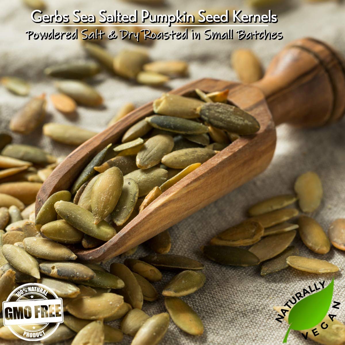 GERBS Sea Salted Pumpkin Seed Kernels 2 LBS|Top 14 Allergy Free Food |Use in salads, yogurt, baking, oatmeal, trail mix|Grown in Canada, packed in US