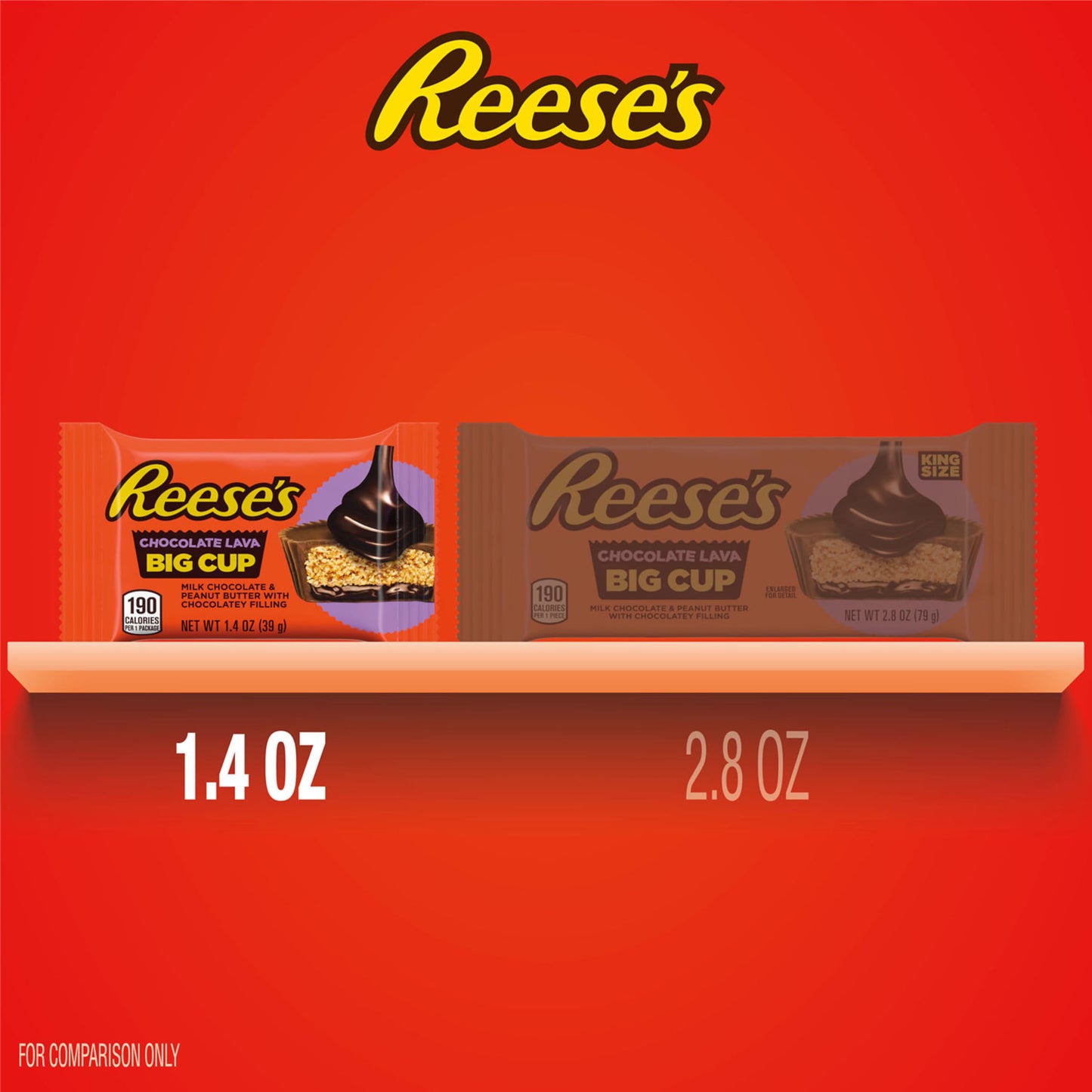 REESE'S Big Cup Chocolate Lava Milk Chocolate Peanut Butter Cups, Candy Packs, 1.4 oz (16 Count)