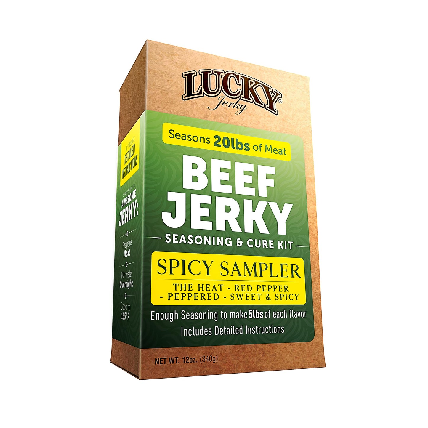 Lucky Jerky Ultimate Spicy DIY Jerky Seasoning Kit - 12oz - The Heat, Red Pepper, Black Pepper and Sweet & Spicy
