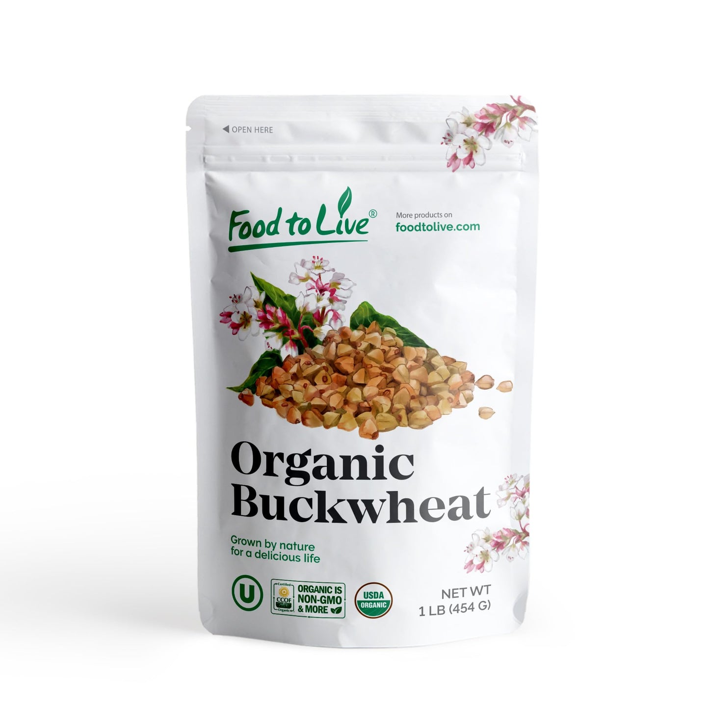 Food to Live Organic Buckwheat Kasha (Grechka, Toasted Whole Groats, Non-GMO, Kosher, Sirtfood, Bulk) by Food to Live - 1 Pound