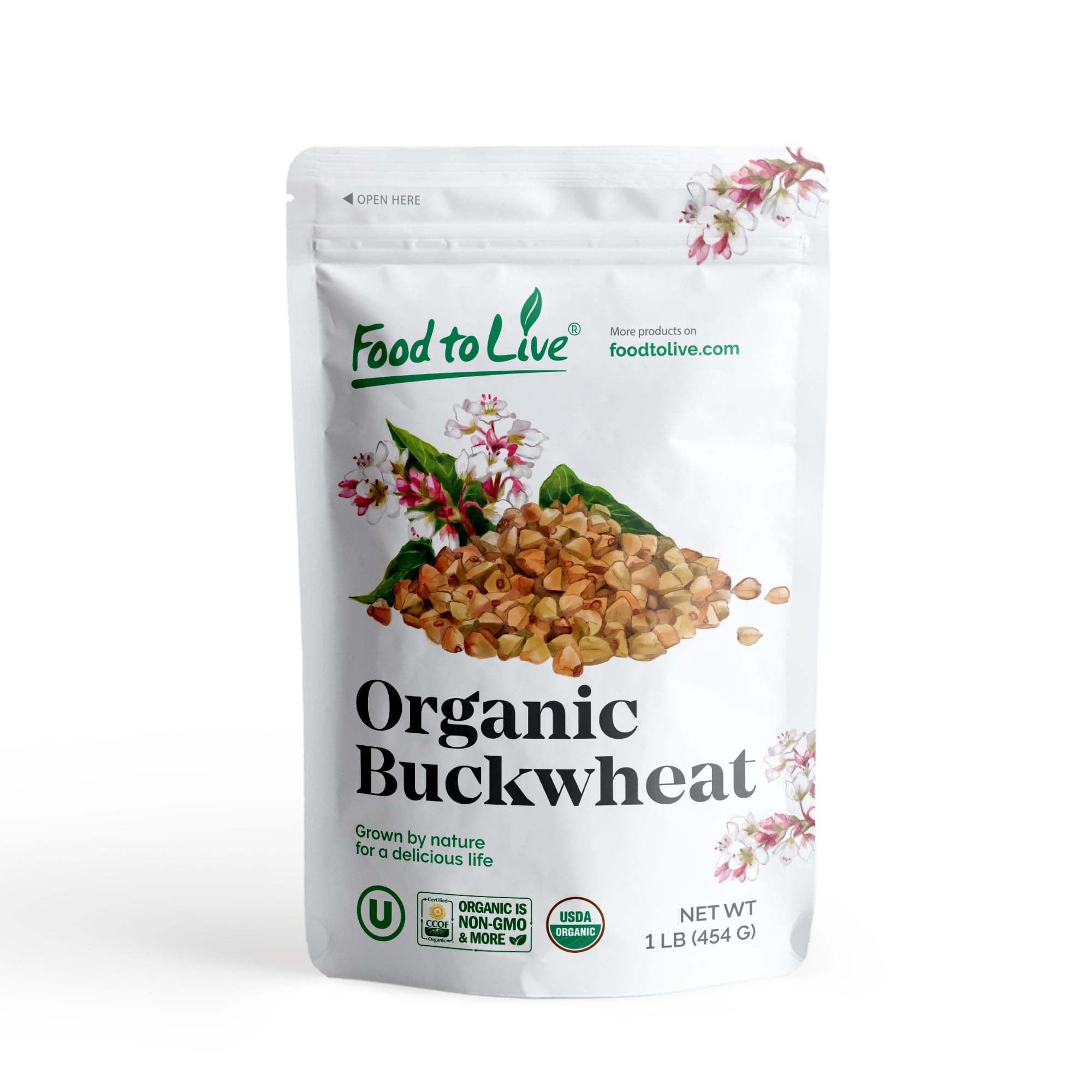 Food to Live Organic Buckwheat Kasha (Grechka, Toasted Whole Groats, Non-GMO, Kosher, Sirtfood, Bulk) by Food to Live - 1 Pound