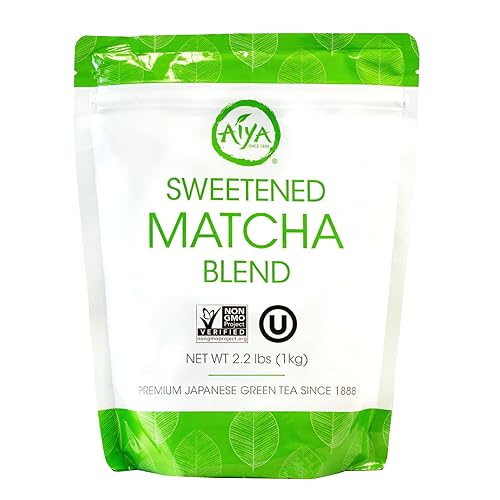 Aiya Sweetened Matcha Blend Powder - Matcha Latte Powder With Antioxidant-Rich Japanese Green Tea & Pure Cane Sugar - Ideal for Smoothies, Lattes