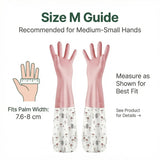 M Size Fleece Lined Cleaning Gloves, Waterproof PVC Household Gloves for Kitchen Dishwashing