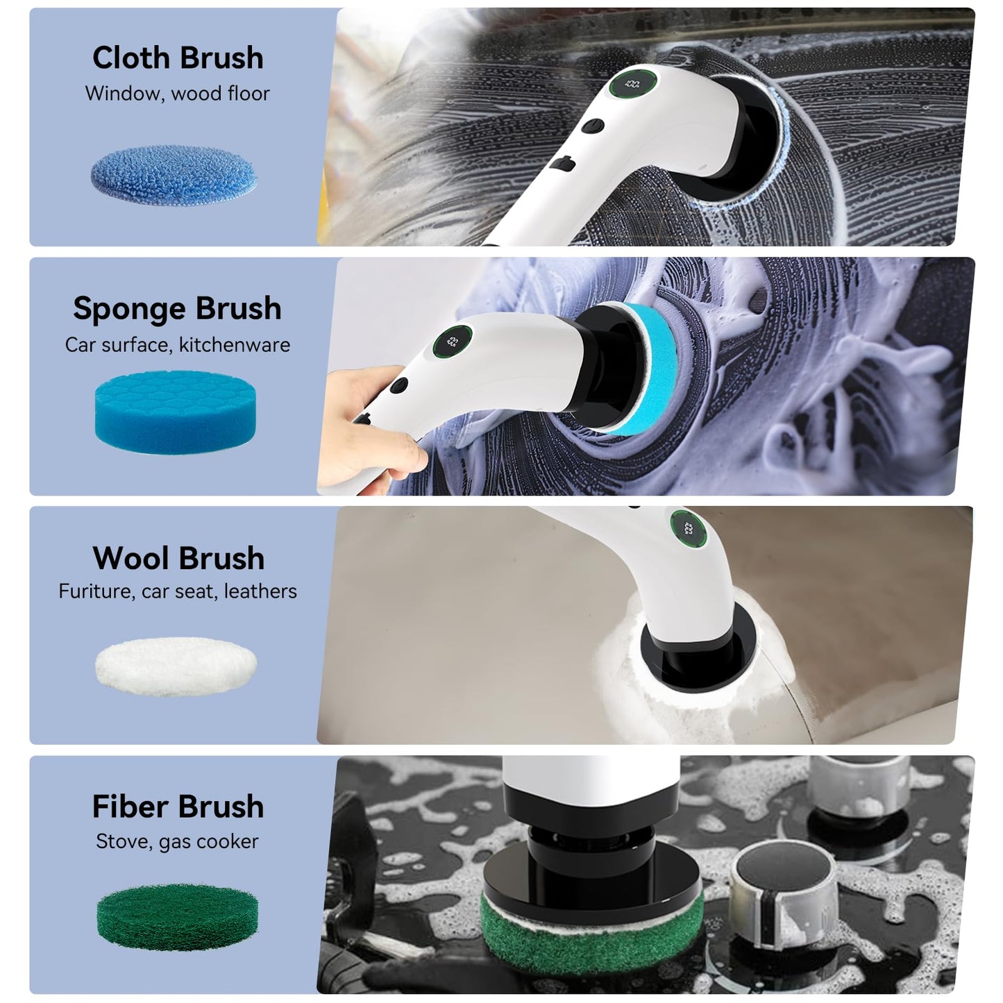 Swyprrix Electric Bathroom Cleaning Brush, Cordless Spin Scrubber Full Body Waterproof IPX7 with Adjustable Handle, 8 Replaceable Brush Heads