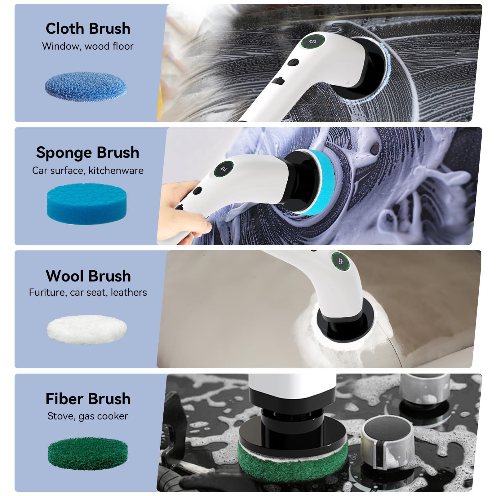 Swyprrix Electric Bathroom Cleaning Brush, Cordless Spin Scrubber Full Body Waterproof IPX7 with Adjustable Handle, 8 Replaceable Brush Heads