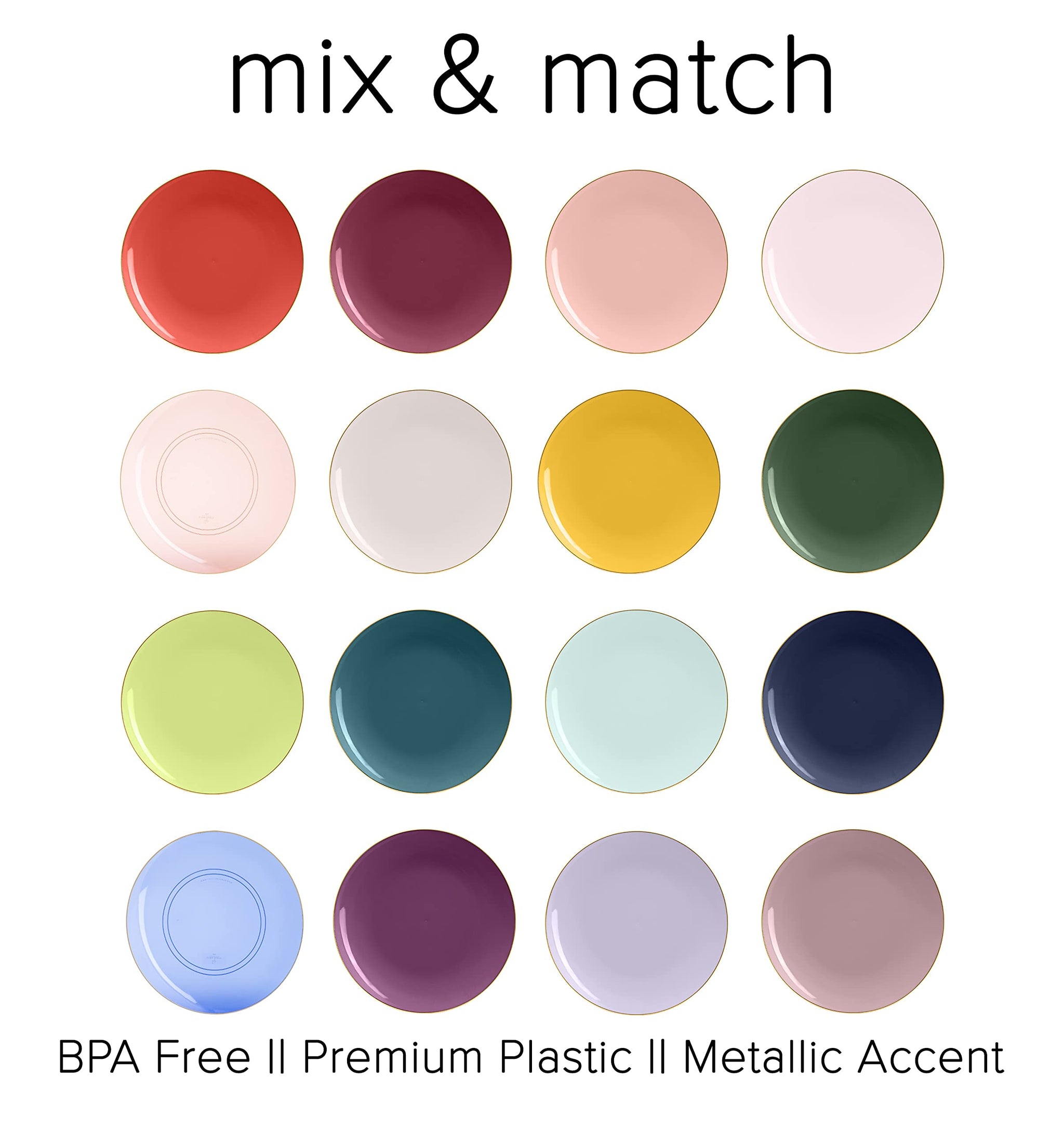 LUXE PARTY NYC Plastic 30 Pack Dinnerware Plates | Disposable|10.25"| Dinner Plate|Partyware| Party Supplies | Holidays | Mauve and Gold