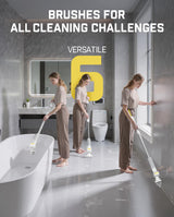 Fanttik Flip G9 Pro Electric Scrubber, VoltiPulse Motor, Dual-Speed Cleaner with 6 Brush Heads, Adjustable Angle & Extendable Handle, IPX7 Waterproof