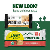 Kate’s Real Food Organic Protein Bars - (Snickerdoodle, 2.2 oz, Pack of 12) - Plant Based Protein Bars - Gluten Free, Soy Free, Non GMO, Whole Grains