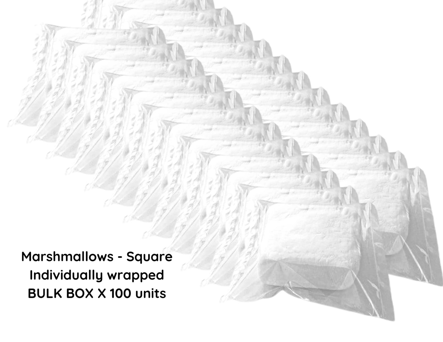 Individually Wrapped Marshmallows | 100 units (BULK BOX) | SQUARE shape | Great for gatherings, camping, fire pits, birthday parties, corporate