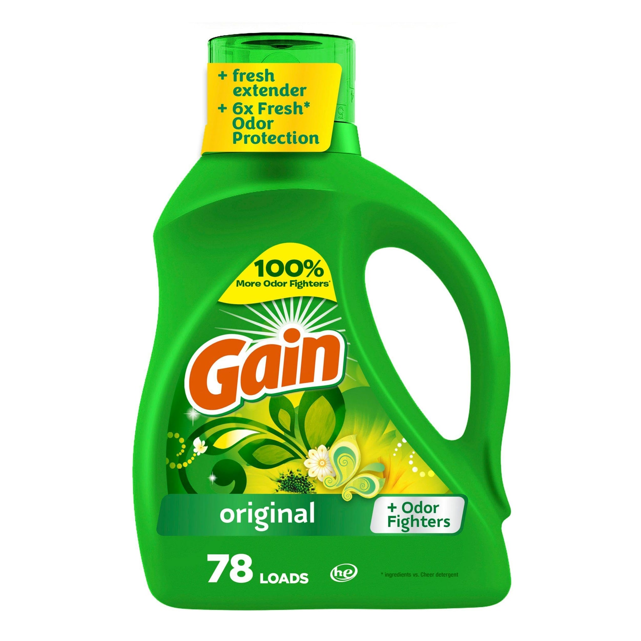 Gain Liquid Laundry Detergent, Original Scent, 113 fl oz, 78 Loads, Freshness + Odor Fighting, High Efficiency Washing Machine Liquid Cleaning Soap