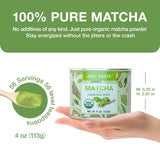 Organic Matcha Green Tea Powder-4oz(113g) Tin, 100% Natural & Pure, Ceremonial Grade, No Additives or Fillers, NO GMO