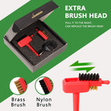 Joooones Mini Golf Brush with Nylon/Brass Bristles and Retractable Keychain - Pocket Brush Leave No Trace Clean Dual-Sided Brushes Easy to Carry(Red)