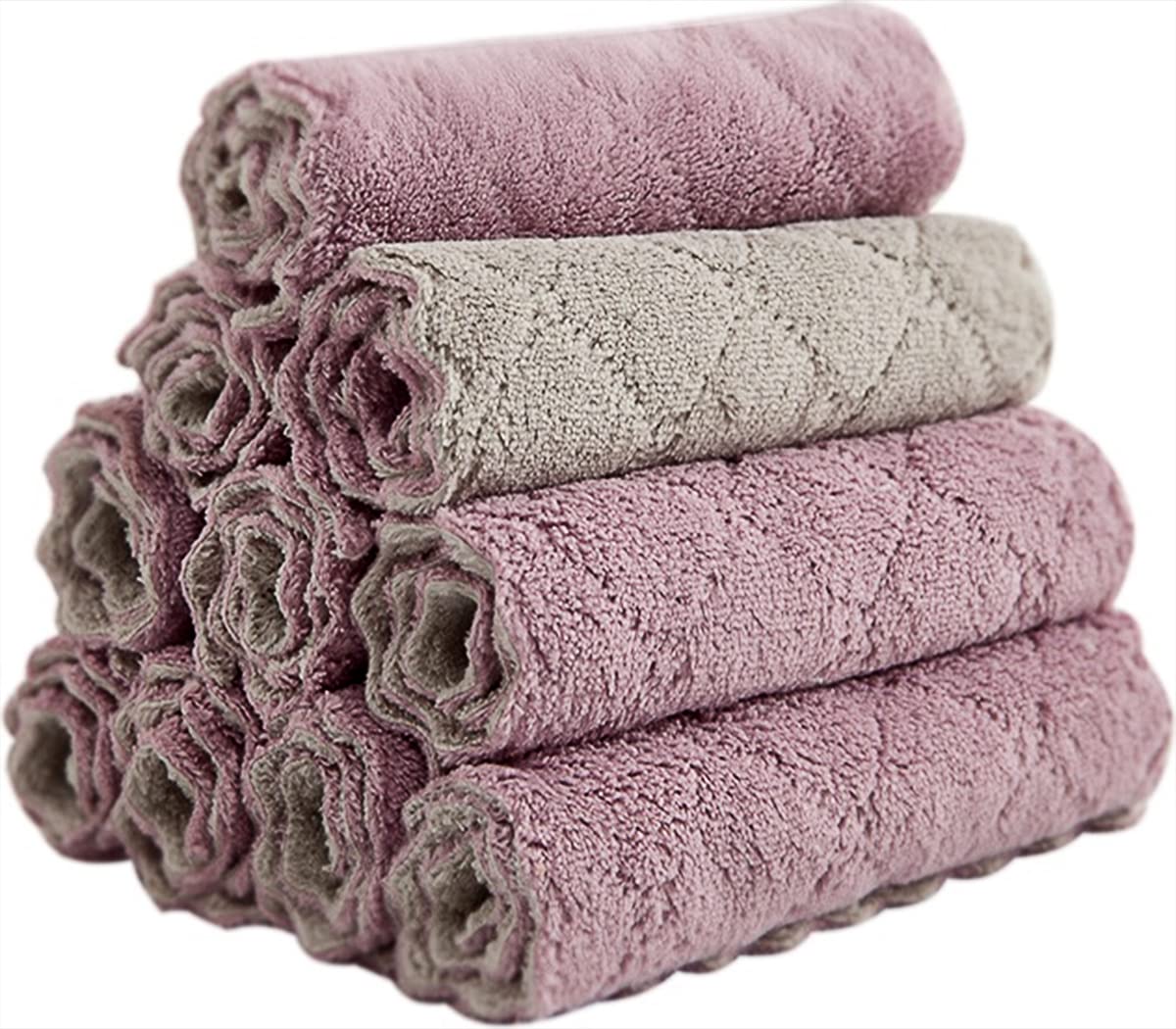 10 Pack Kitchen Cloth, Microfiber Dish Towels Washcloths, Super Absorbent Coral Velvet Dishtowels, Premium Cleaning Cloths,Non-Stick Oil Quick Dry