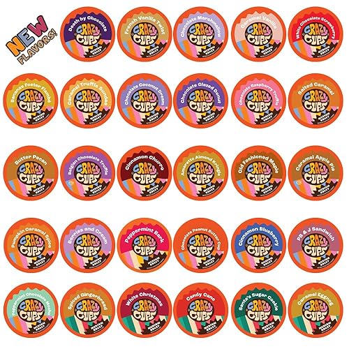 Crazy Cups Flavored Coffee in Single Serve Coffee Pods - Flavor Coffee Variety Pack for Keurig K Cups Machine from Crazy Cups, 30 Count