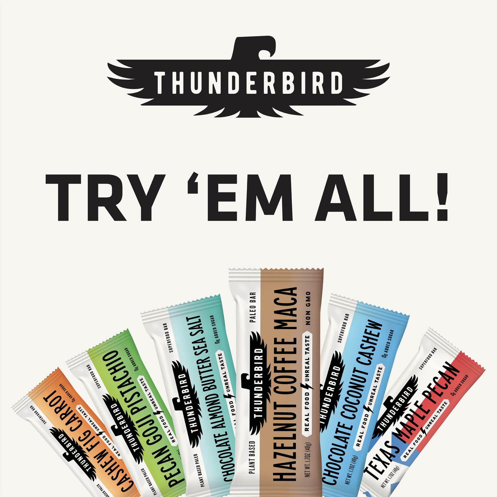 Thunderbird Bars Energy Snack, Gluten-Free with Protein, Healthy Real Food, Vegan Paleo Non-GMO, No Added Sugar, Texas Maple Pecan Flavor (12 Count
