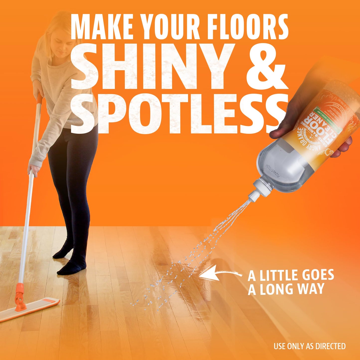 ANGRY ORANGE Hardwood Floor Cleaner - No-Rinse, Pet-Safe, Residue Free Multi-surface Cleaning Solution for Pet Urine, Grime & Everyday Dirt - Made in