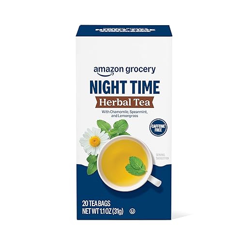 Amazon Grocery, Night Time Herbal Tea, Caffeine Free, 1.1 Oz, 20 Ct