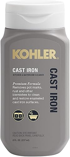 KOHLER K-23725-NA Cast Iron Cleaner, For Kitchen and Bathroom, 8 oz Bottle, Non-abrasive Cream-based Cleaner