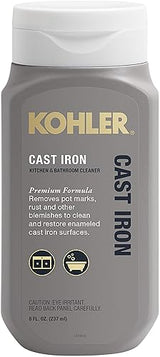 KOHLER K-23725-NA Cast Iron Cleaner, For Kitchen and Bathroom, 8 oz Bottle, Non-abrasive Cream-based Cleaner