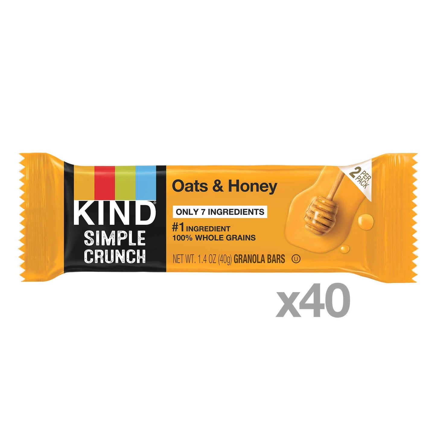 KIND Simple Crunch Bars, Oats & Honey, 7 Ounce (Pack of 8)