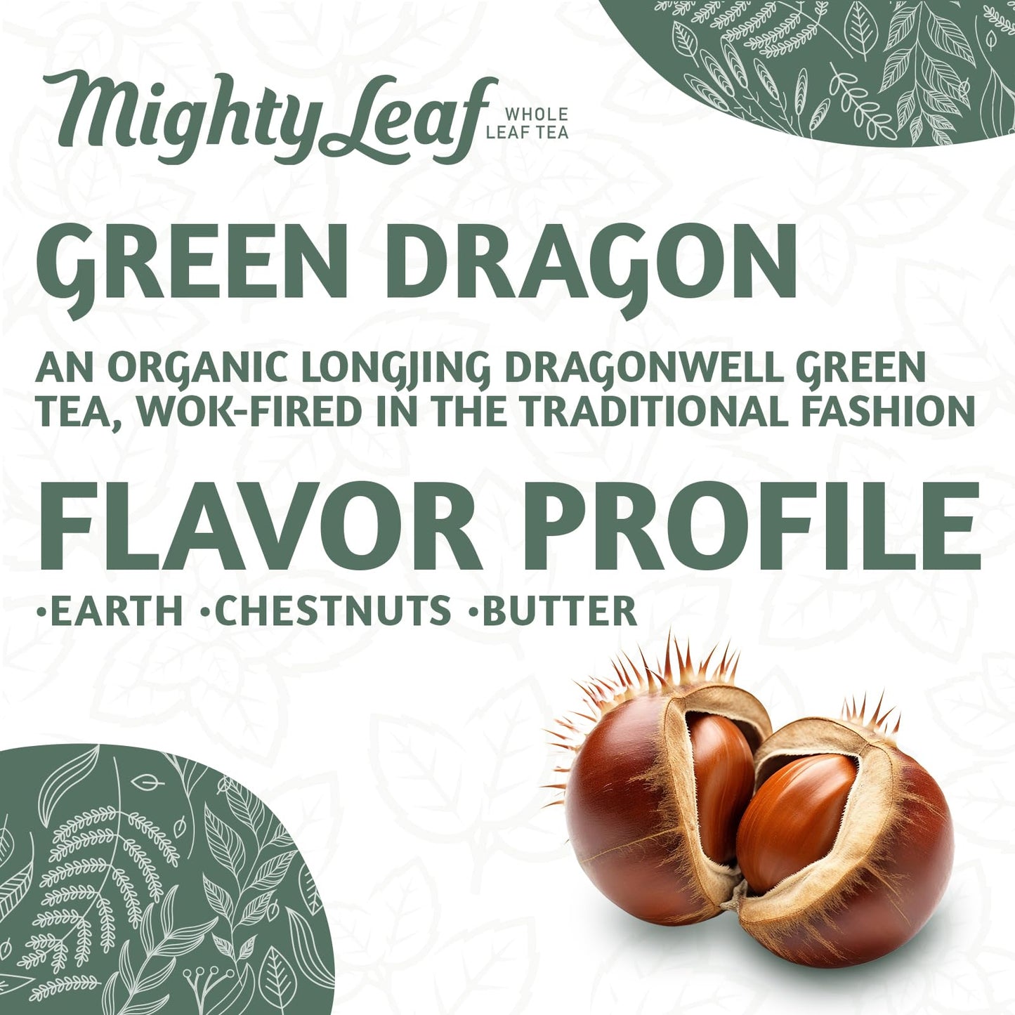 Mighty Leaf Organic Green Dragon Tea - 100 Count Whole Leaf Green Tea Bags - Smooth & Earthy Flavor - Premium Silk Pouches for Wellness and Natural