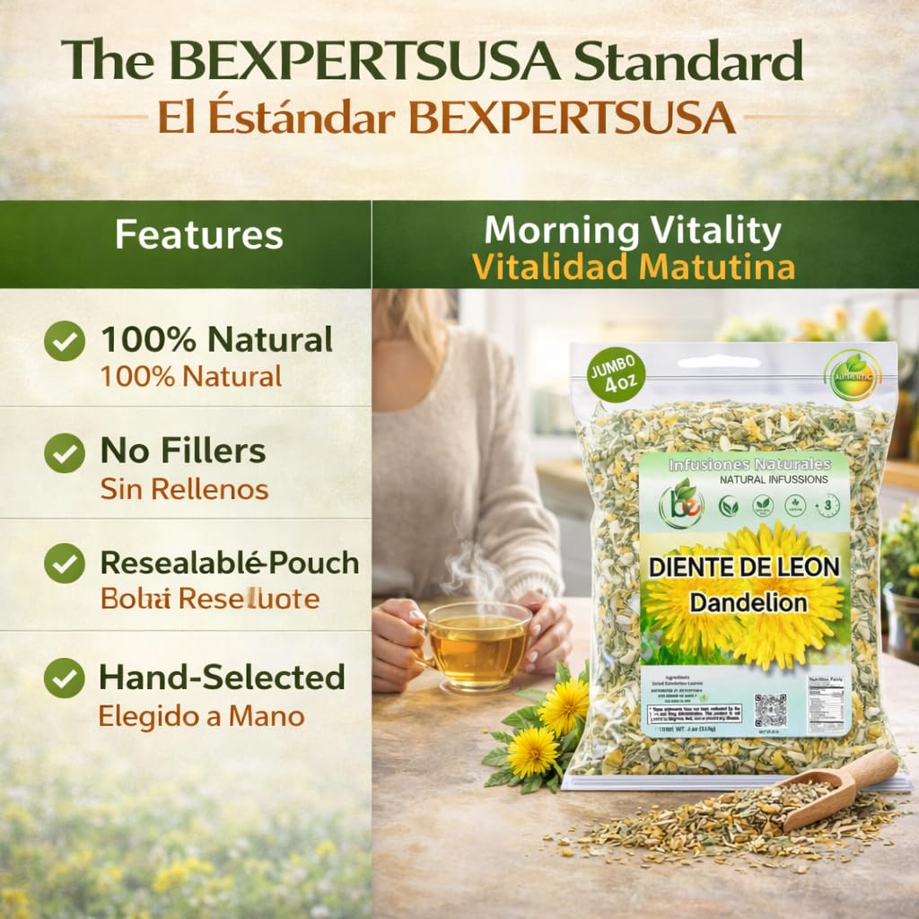 Diente de León Herbal Tea - Dandelion Loose Leaf - 4 oz (113 g) - 100% Natural, Vegan, Non-GMO, Caffeine-Free - Traditional Herbal Infusion - by