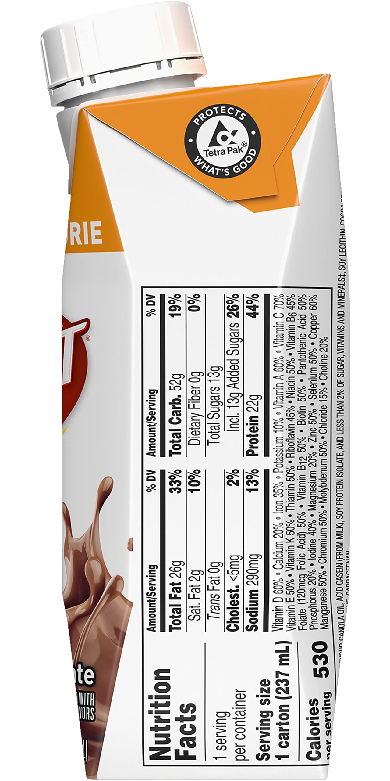 Boost Very High Calorie Nutritional Drink Very Vanilla, Made with Natural Chocolate Flavor & No Artificial Flavors, Colors & Sweeteners, 8 FL OZ (Pack