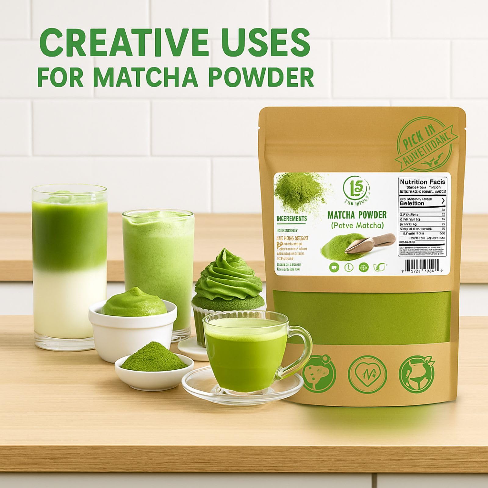 Green Tea Matcha Powder - 4 oz Resealable Bag - 100% Pure Japanese-Style Matcha - No Sugar, No Fillers - Natural Superfood Powder - Antioxidant-Rich