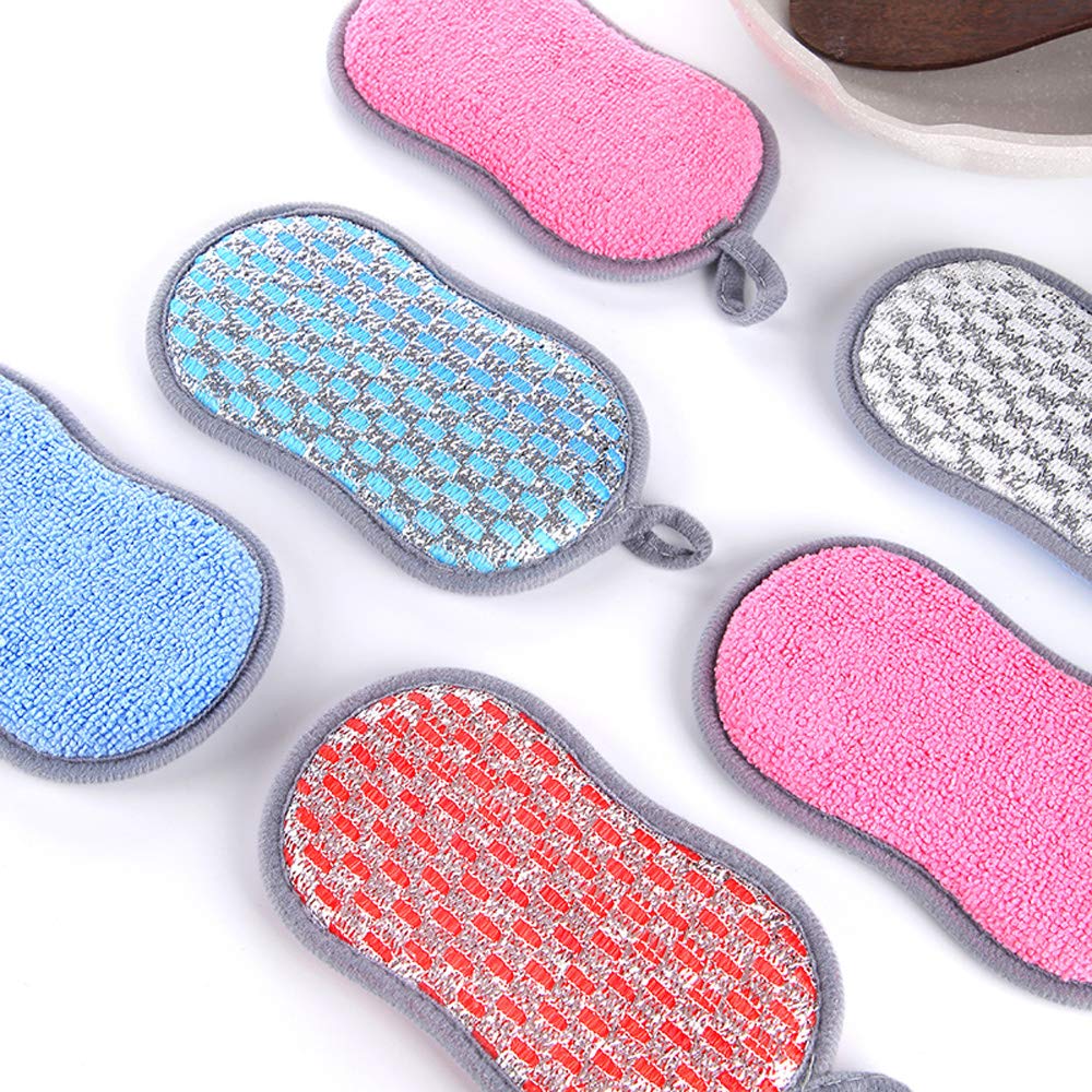 YANCAI 1 Pc/4 Pcs Multi-Purpose Scrub Sponges for Kitchen, Non-Scratch Microfiber Sponge Along with Heavy Duty Scouring Power(Red 4Pcs)