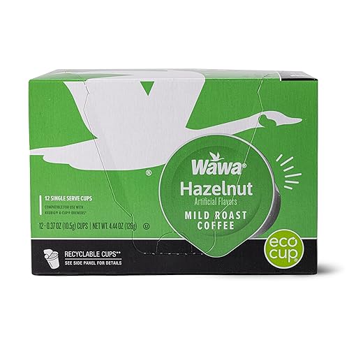 Wawa Mild Roast Single Cup Hazelnut Coffee Pods, 12 Pods, 1 Box, Lightly Roasted, Nutty Smooth Balanced Blend, Single Serve, 100% More Responsibly