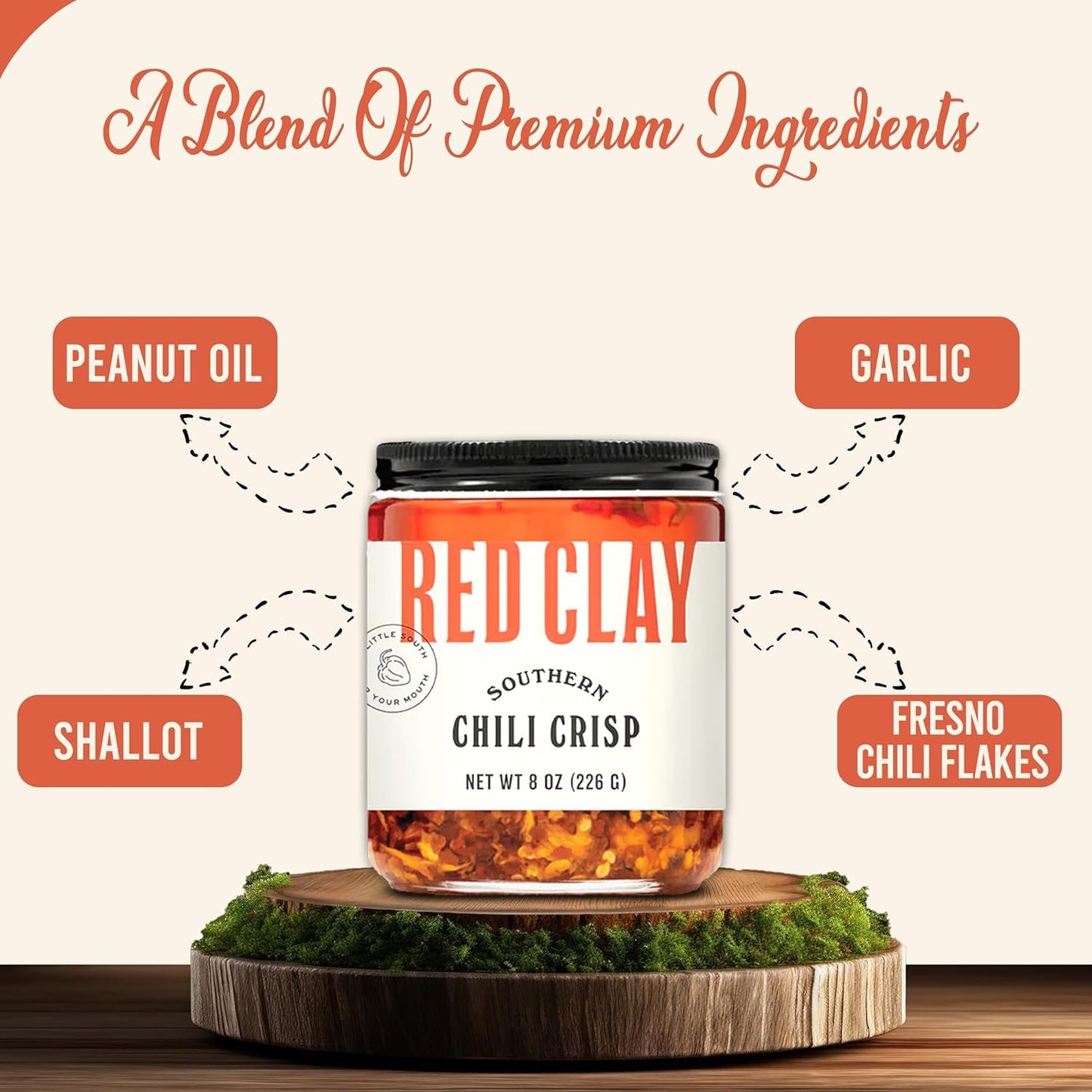 Red Clay Chili Crisp - Crunchy Garlic Chili Oil | Spicy Chili Crisp | Gluten Free Chili Crisp | 8oz Paleo Friendly Crisp | Shallot Chili Crisp |