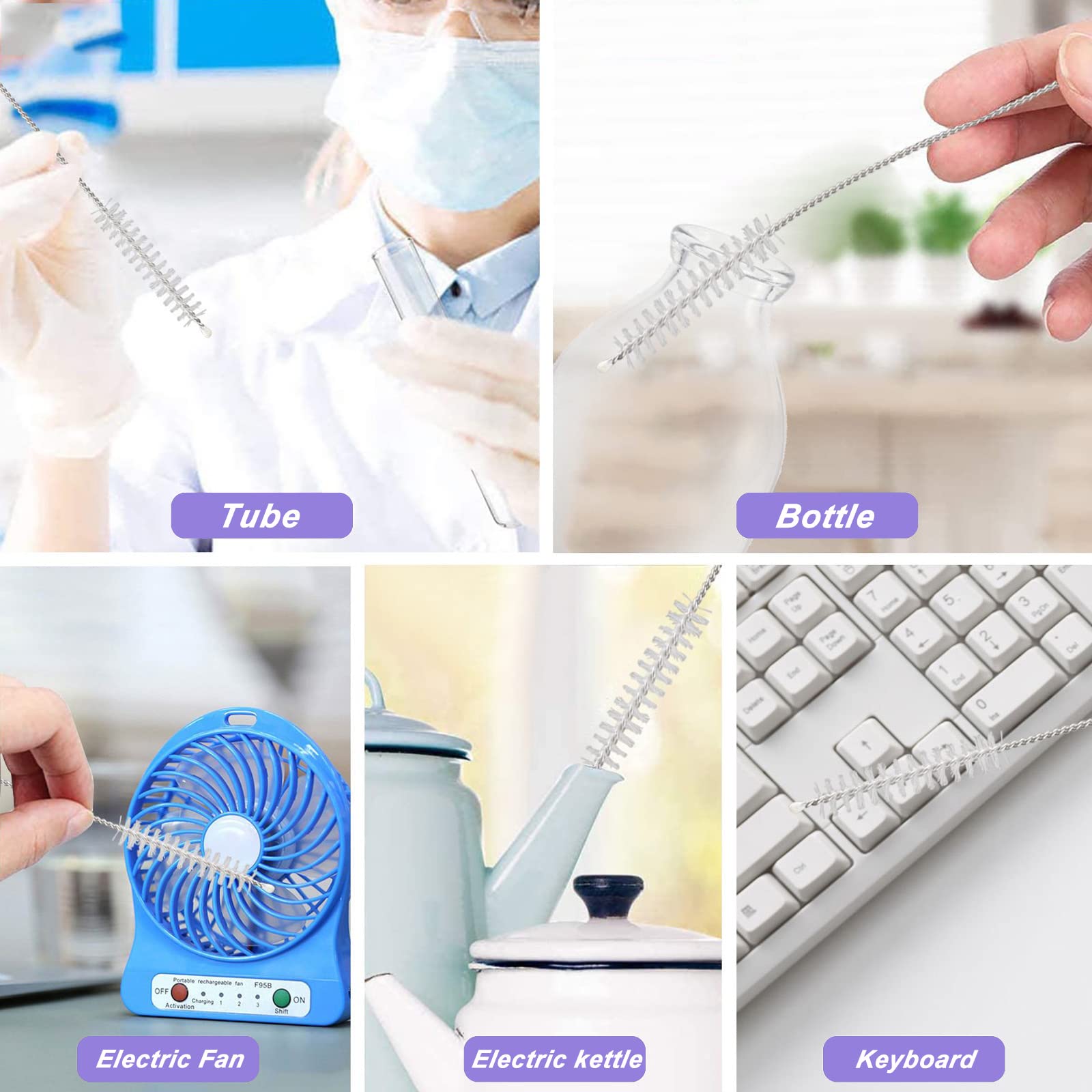 5 Pcs Bottle Brush Set, Cleaning Brush for Glass Water Bottles, Baby Bottle Brush, Dish Brush Straw Cleaner Brush Mini Pipe Cleaners, Gifts for Women
