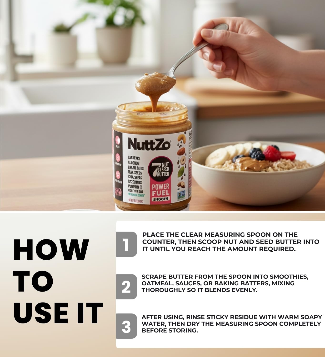 Natural Power Fuel, 12 OZ Bundle with Silicone Spatula - Nut & Seed Butters Spread with Smooth Texture and Light Sea Salt Notes for Versatile Snacking