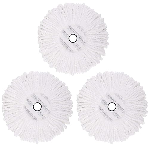 3 Pack Mop Replacement Heads for CLEANHOME Spin Mop, Microfiber Spin Mop Refills Round Shape