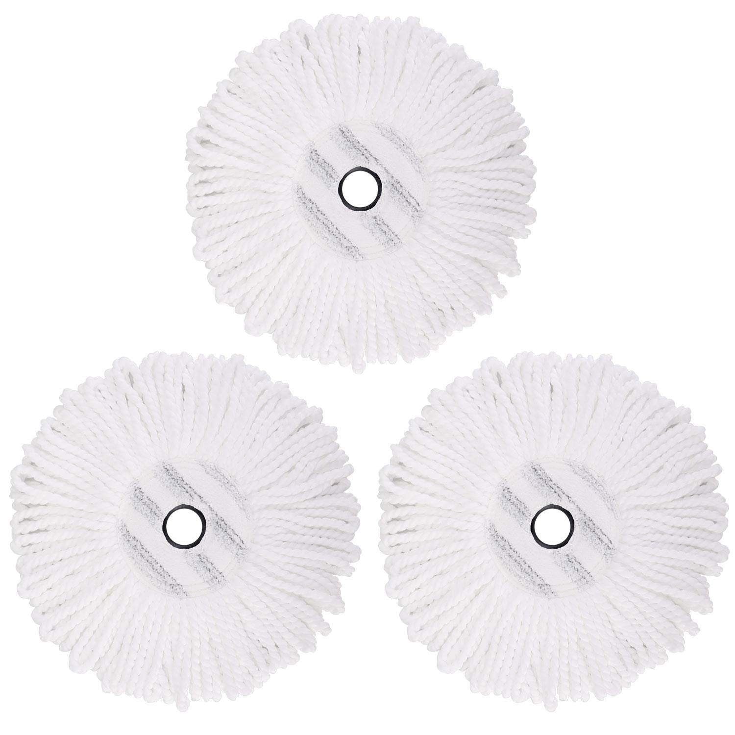 3 Pack Mop Replacement Heads for CLEANHOME Spin Mop, Microfiber Spin Mop Refills Round Shape