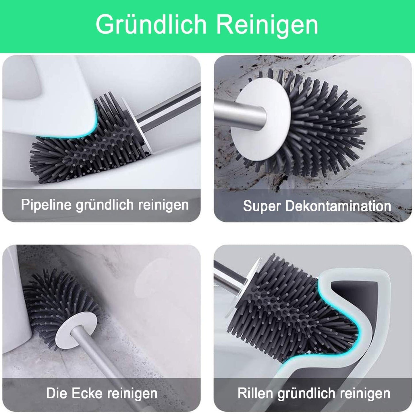 BICMTE Toilet Brush and Holder, 304 Stainless Steel Toilet Bowl Brush Rust-Resistant with Small Baffle More Ventilation,2 Pack Toilet Brush Clean Set