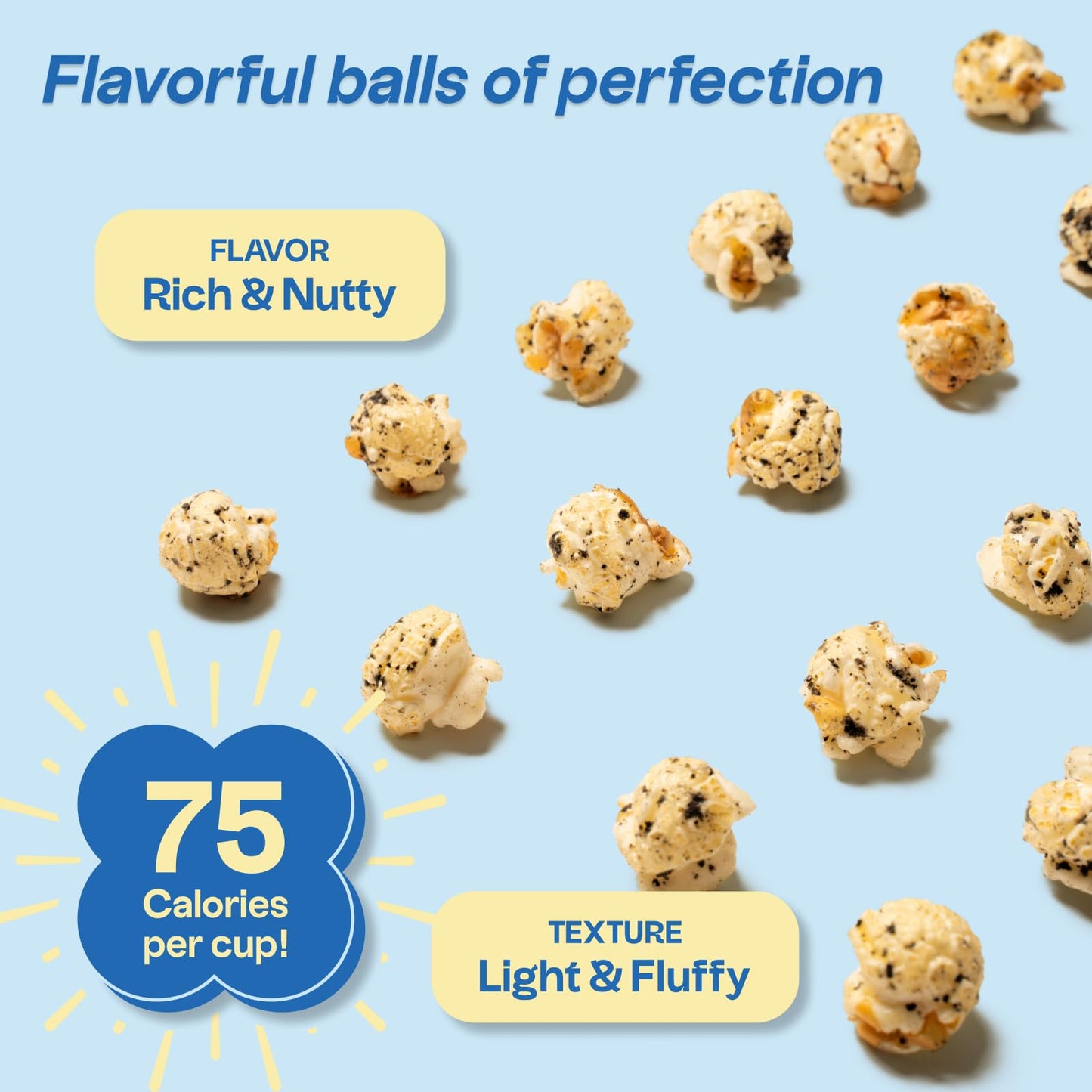 Tochi Gourmet Popcorn Snacks - Black Sesame Flavor - Using Large Popcorn Kernels, Popcorn balls, Gluten Free, Non GMO Corn, All natural, Healthy Pop