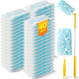 Swilsweep 40 Count Duster Refills with 1 Short Handle & 3 ft Extendable Handle, Compatible with Swiffer Duster, 180° Disposable Microfiber Cleaning