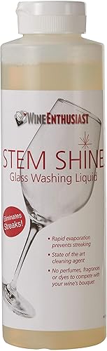 Wine Enthusiast Stem Shine - Wine Glass Liquid Cleaner to Eliminate Streaks, Remove Odor, Clean Contaminants & Grim - Hand Wash Delicate Glassware