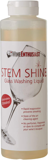 Wine Enthusiast Stem Shine - Wine Glass Liquid Cleaner to Eliminate Streaks, Remove Odor, Clean Contaminants & Grim - Hand Wash Delicate Glassware