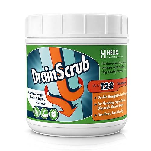 DrainScrub Powder Enzyme Drain Cleaner and Septic Treatment Environmentally Friendly Bacteria Unclog and Deodorize Pipes (2 lbs)