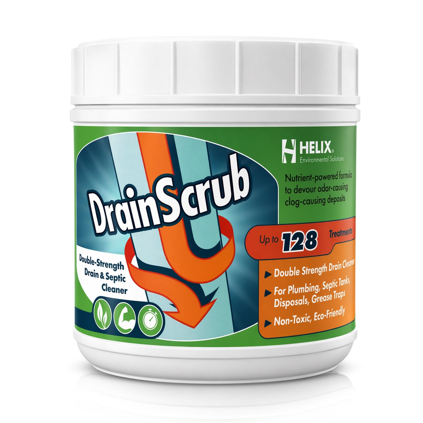 DrainScrub Powder Enzyme Drain Cleaner and Septic Treatment Environmentally Friendly Bacteria Unclog and Deodorize Pipes (2 lbs)