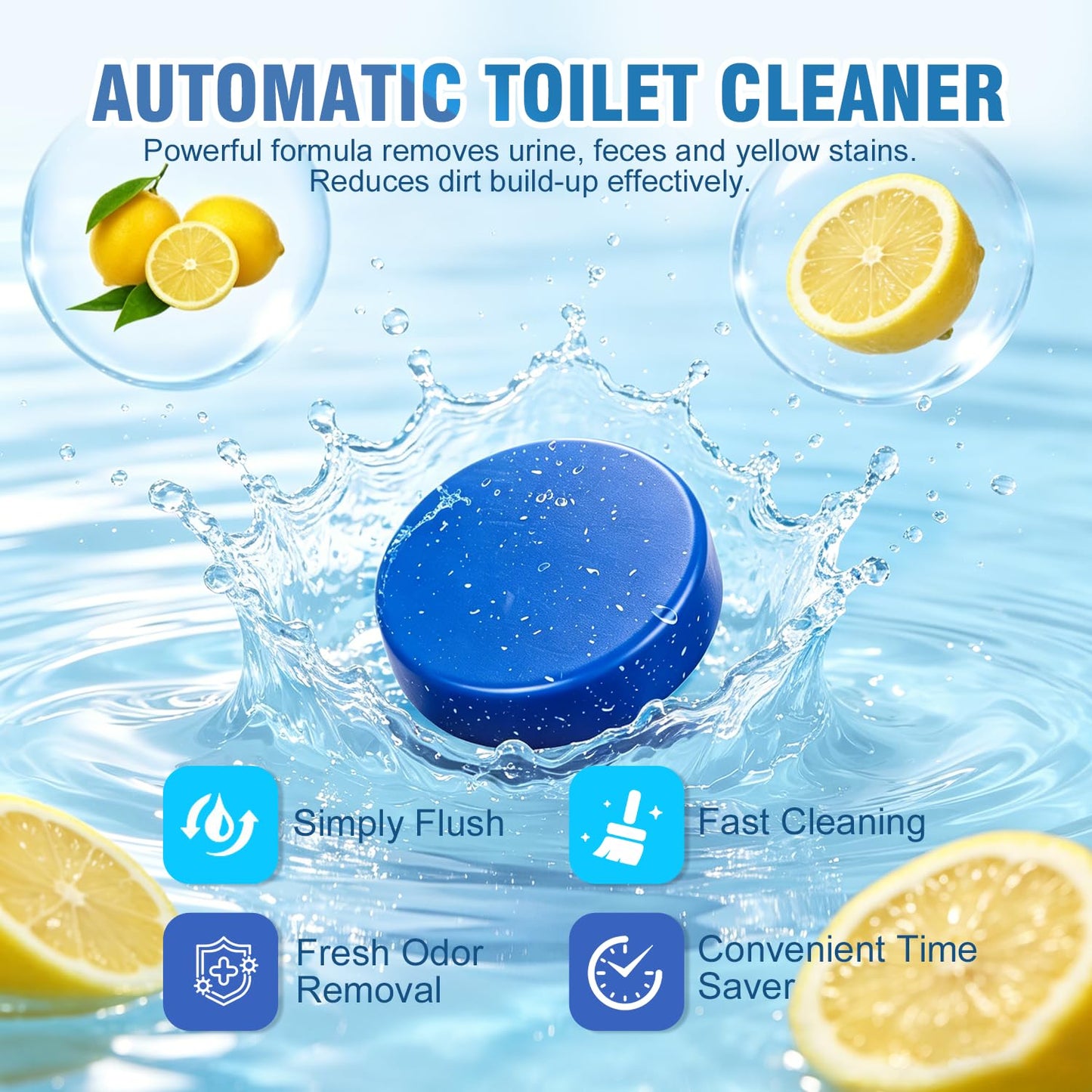 12 Tablets Toilet Bowl Cleaner Tablets for Tank - Automatic Toilet Tank Cleaner Tablets, Blue Toilet Tablets for Hard Water & Toilet Ring Removal